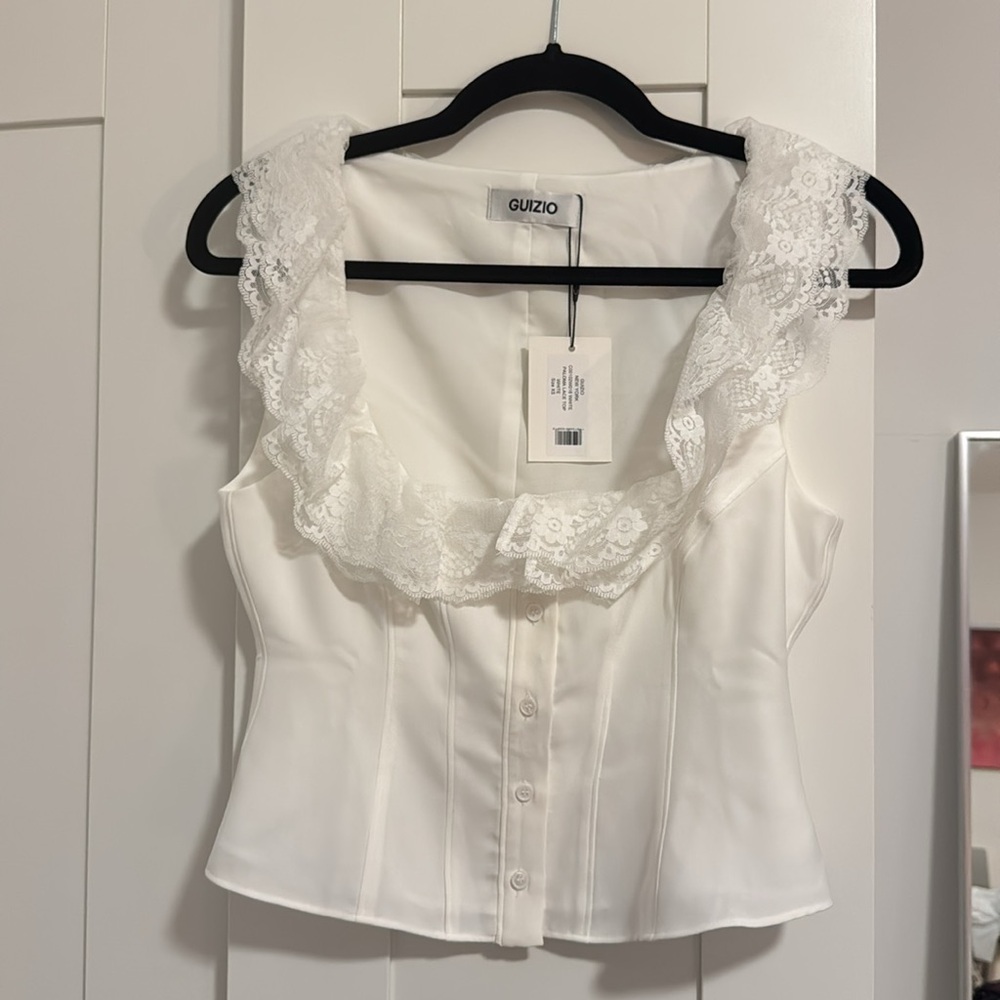 Danielle Guizio Paloma Lace Top in white - Picture 4 of 7